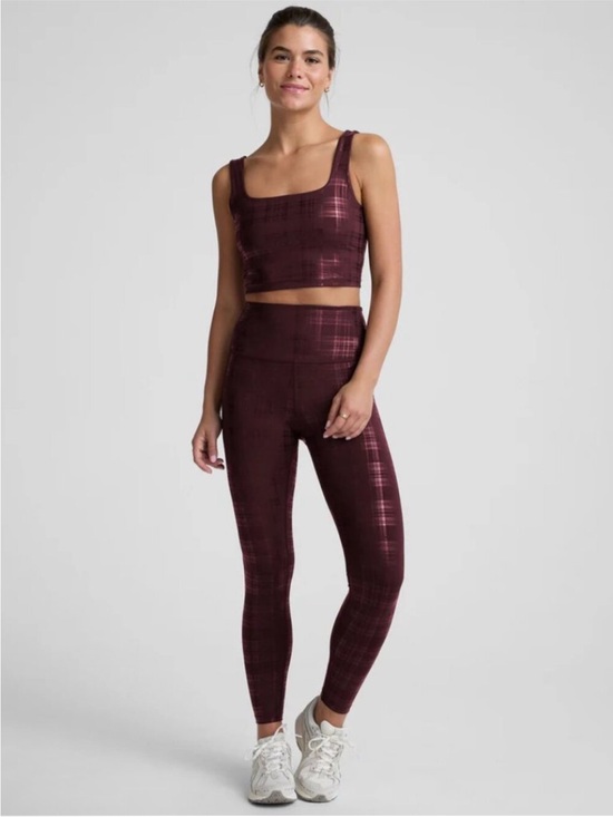 Beyond Yoga Other - Beyond Yoga Beyond the Studio Leggings and cropped tank Burgundy Plaid foil - XL